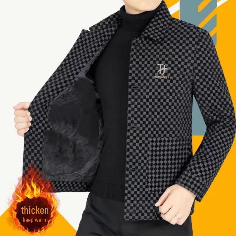 Men's High-End Woolen Lapel Coat 2023: Casual Autumn/Winter Jacket with Velvet-Lined Trendy Style