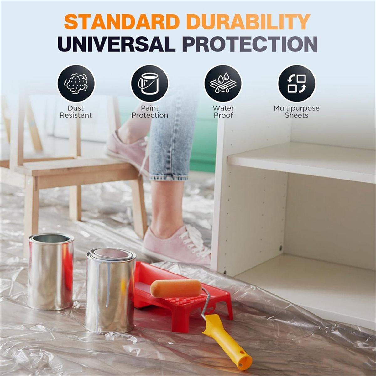 

BHBL 12 X 9 Ft Plastic Drop Cloths (6 Pack) - Disposable Painter S Sheeting & Tarps for Painting, Waterproof Furniture/Couch China Mainland