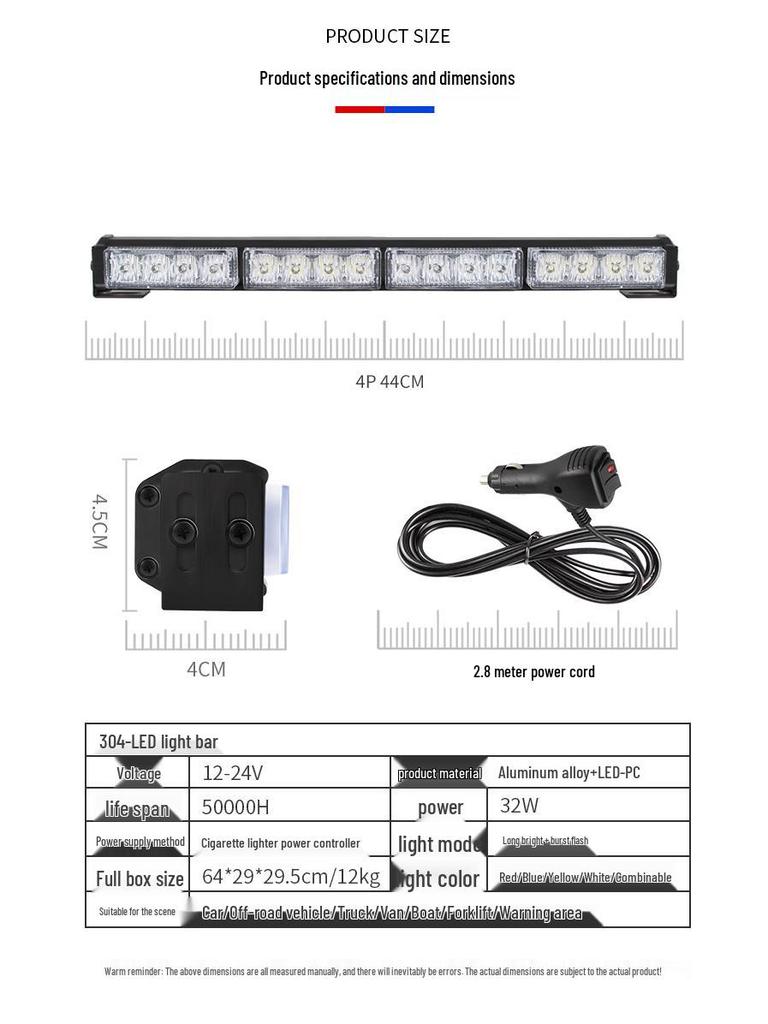 Thunder Strobe LED Warning Light Bar for Trucks and Rescue Vehicles
