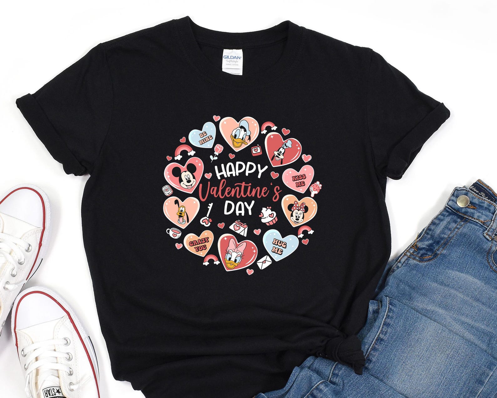 Disney Happy Valentine s Day Shirt, Mickey and Friends Valentine Shirt, Disneyland Valentine Gift, Heart Shirt, Gift for her L