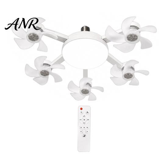 Ceiling Fan with Light 3/4/5 Blade & Remote Control, 2-in-1 Silent LED Drone Bedroom Foldable Blades, 3-Speed Dimmable E27 Socket for Kitchen Compact
