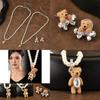 Trendy And Sweet Plush Bear Pearl Necklace For Women Perfect For Fashionable Accessories