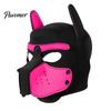 Soft Elastic Cosplay Mask Full Head Dog for Adult Role Play, Neoprene Animal Breathable Pet Party with Removable Mouth And Foldable Ears, Puppy