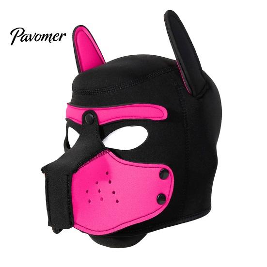 Soft Elastic Cosplay Mask Full Head Dog for Adult Role Play, Neoprene Animal Breathable Pet Party with Removable Mouth And Foldable Ears, Puppy