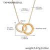 Dreamy Chic Double Ring Zirconia Rhinestone Bracelet & Necklace Set - 18K Gold Plated Stainless Steel, Non-Fading Jewelry.