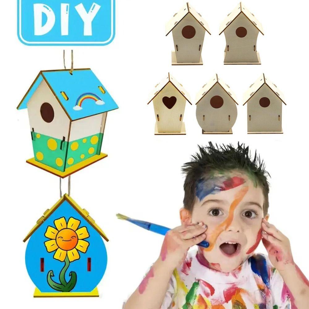 Wooden Bird Nest Hous DIY Hummingbird Cages Easy To Assemble Hanging Birdhouse  Outdoor