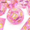 7 stk Rosa Gylne Tall Flytende Sand Skarpe Kanter Terninger Polyedriske Terninger Egnet for RPG Brettspill