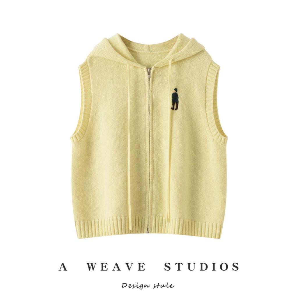 Women's Versatile Knit Hooded Vest Cardigan for Autumn/Winter