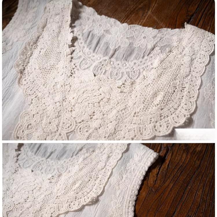 DIMANAF 2026 Vest T-Shirt Women Lace O-Neck Hollow Summer Style Basic Tops New Tees Loose Vest