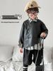 Boys' 2025 Autumn Retro Chinese Frog Button Motorcycle Leather Jacket