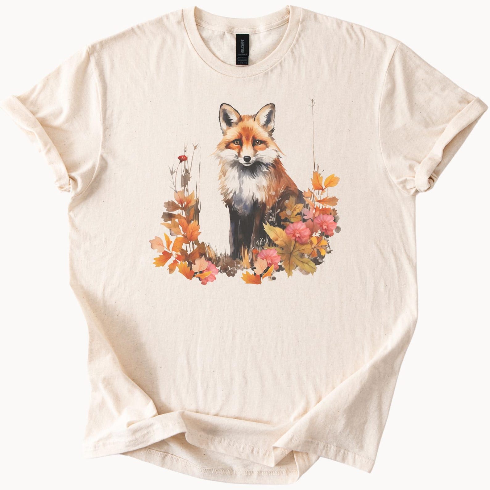 Fall Fox Graphic T Shirt Autumn Forest Animal Tee Woodland Wildlife Shirt Cute Red Fox Surrounded by Leaves Nature Lover Gift Top 130