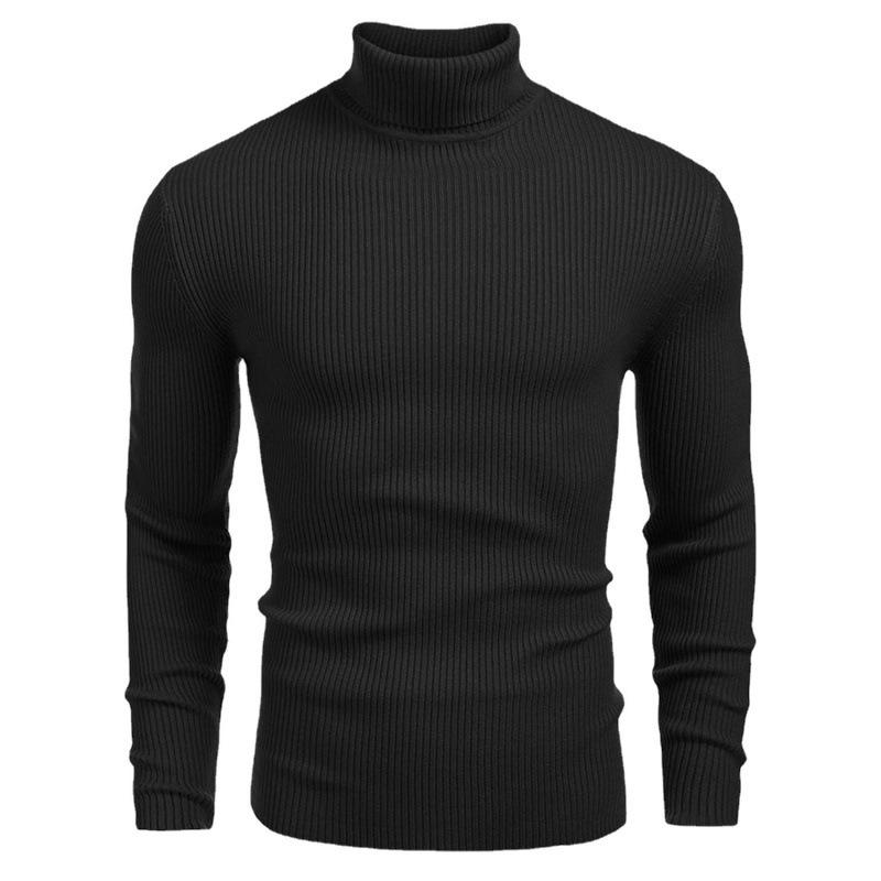 Autumn Winter Knitted Sweaters for Men Slim High Collar Long-sleeved Pullovers  Bottoming Shirts