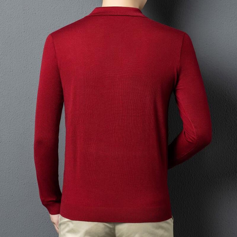 ROMON Men's Wool Blend Jacquard Knit Polo Sweater LMT6695