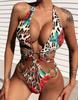 Costume da bagno da donna Costume da bagno intero con stampa leopardata Costume da bagno brasiliano con ferretto e ritaglio sexy