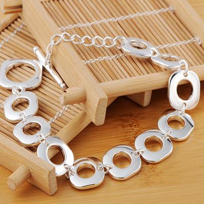 925 Sterling Silver Classic Square Chain Bracelet Fashionable Charm Jewelry