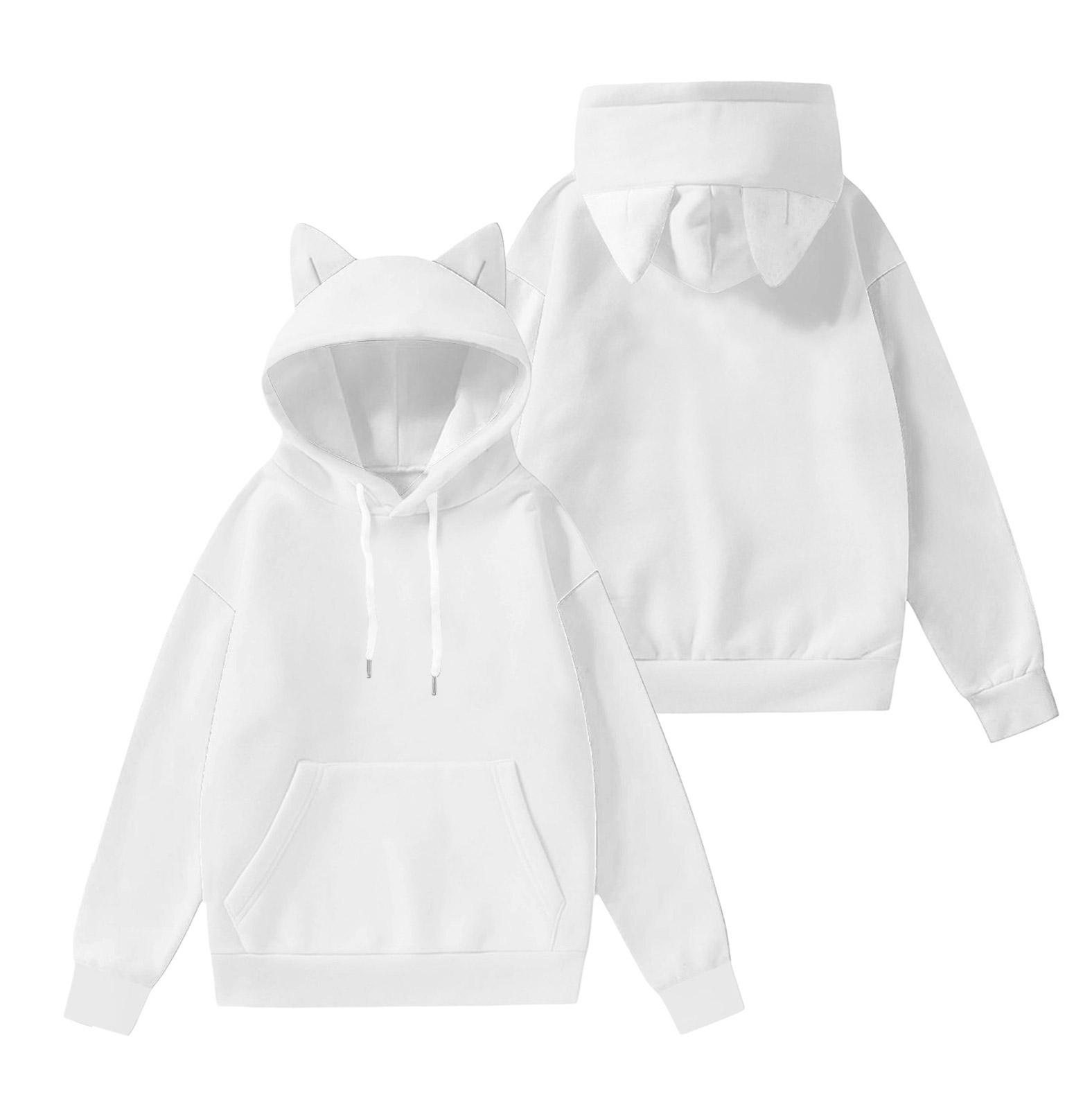 

Женская модная толстовка с длинными рукавами, цветными блоками, принтом и капюшоном с ушками XL белый