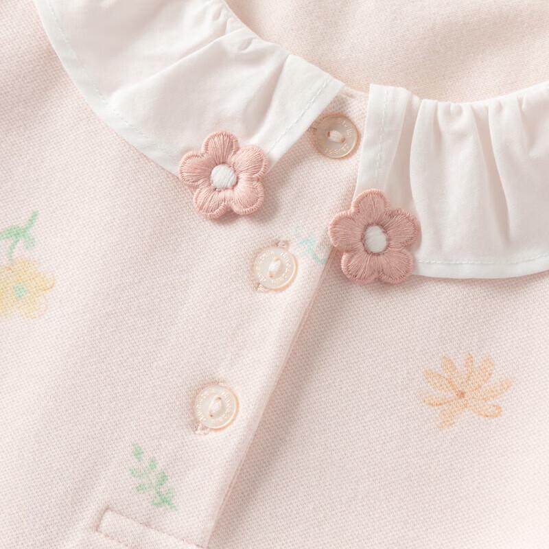 DAVE&BELLA Girls' Floral Print Polo T-Shirt
