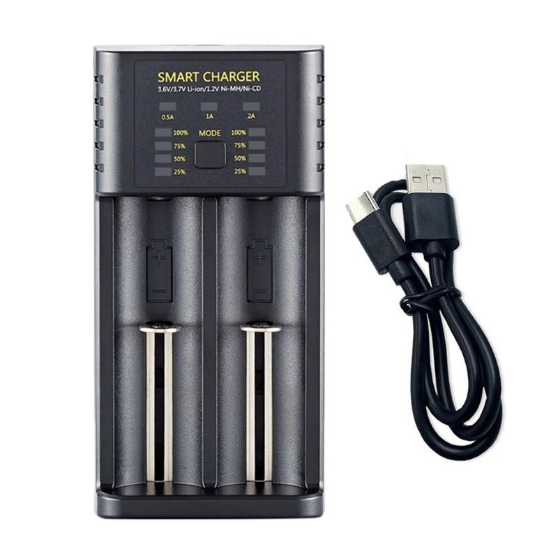 

Универсальное зарядное устройство для аккумуляторов, адаптер питания, USB, 2 слота, инструмент для зарядки аккумуляторов 18500/18650/18700/20700 1
