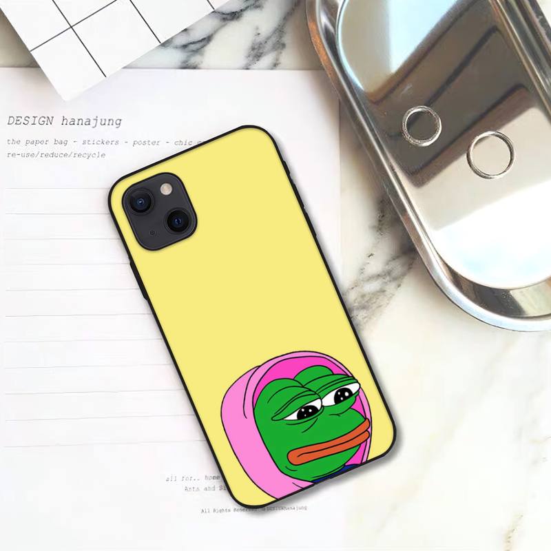 Trauriger lustiger Frosch Pepe Mann Frosch Telefonkasten für iPhone 11 12 Mini 13 14 15 Pro XS Max X Plus SE XR Shell