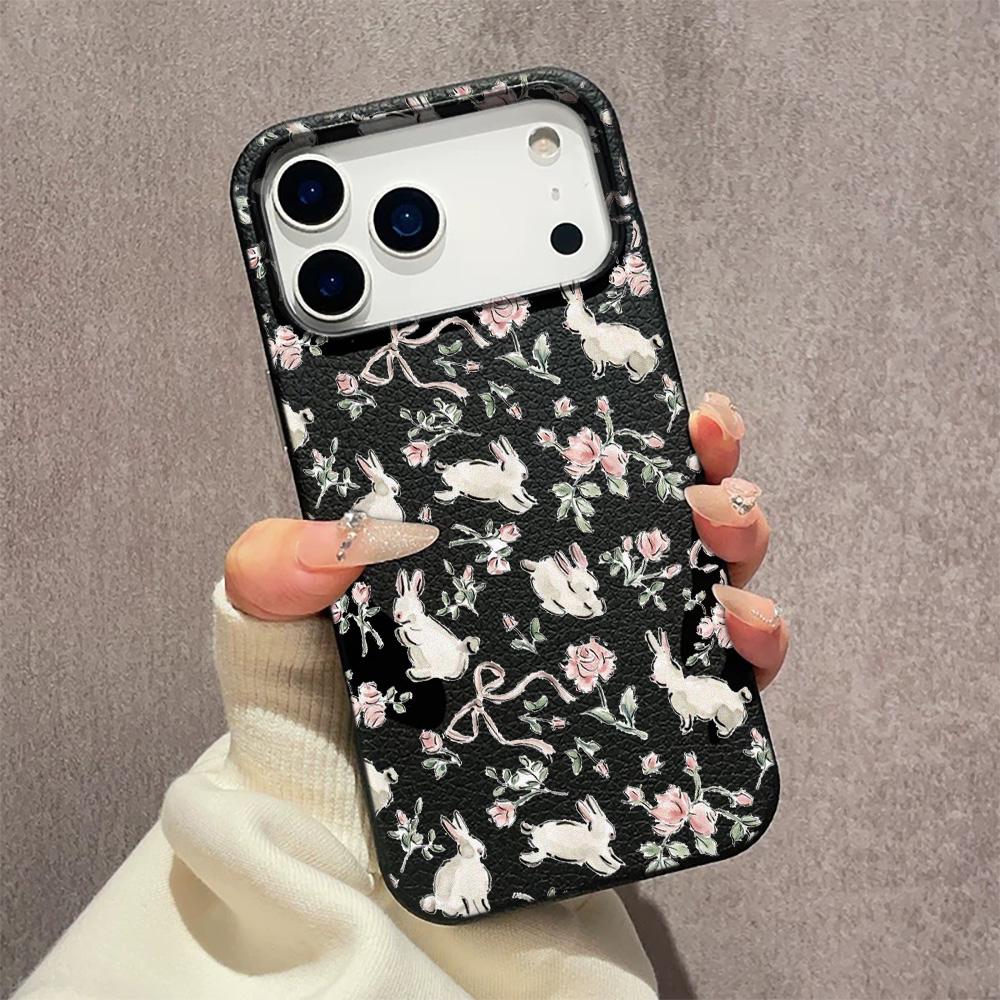 Rabbit Flower Soft Case For iPhone 16 Pro Case iPhone 15 13 16e 11 12 14 17 Pro Max 14 Plus 17E Shockproof Anti-drop Cover