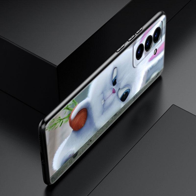 Cute Cartoon Rabbit Black Silicone Phone Case For Samsung Galaxy S23 S21 S20 FE S24 S22 Ultra S10E S10 S9 S8 Plus