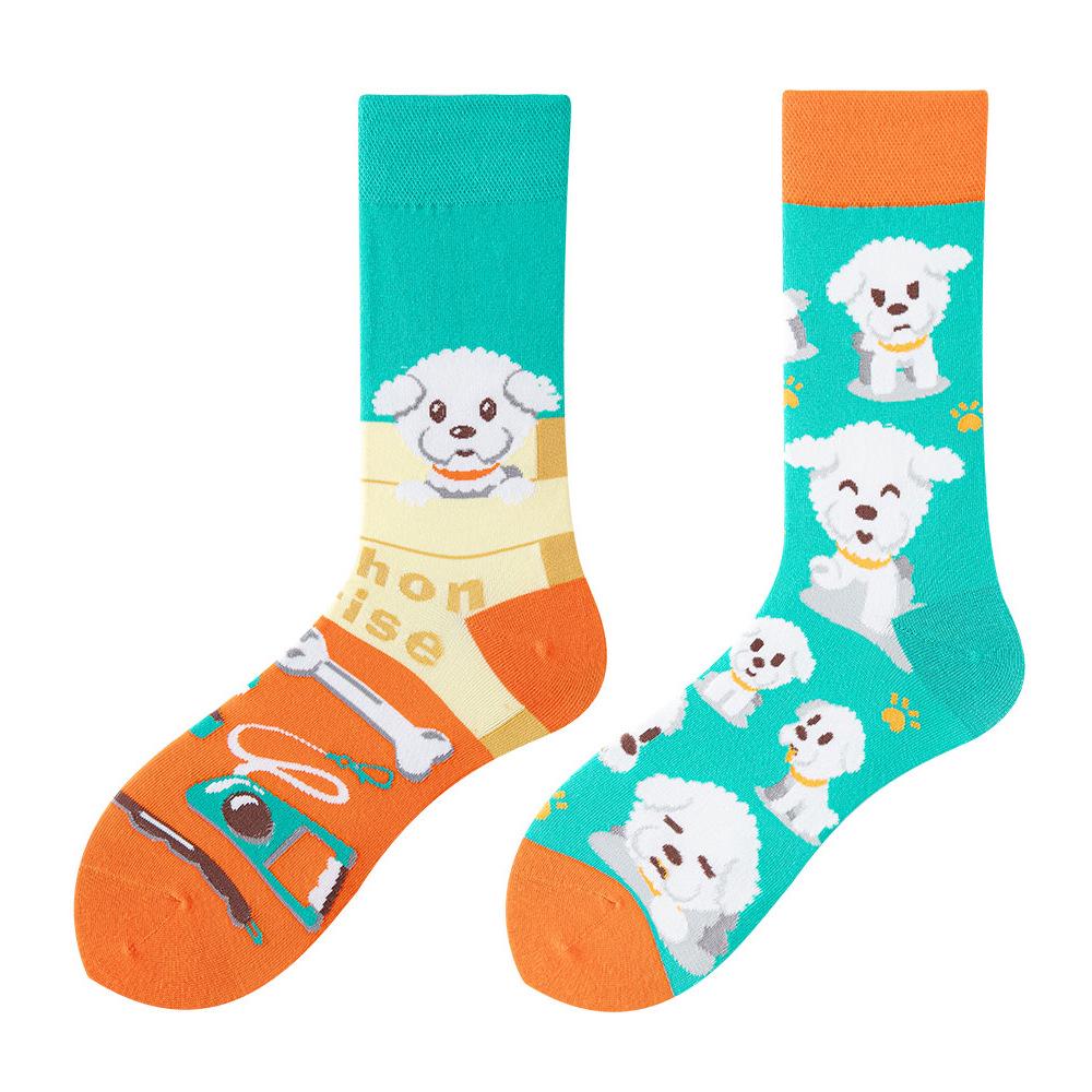 Asymmetric Colorful Christmas Cotton Socks for Couples