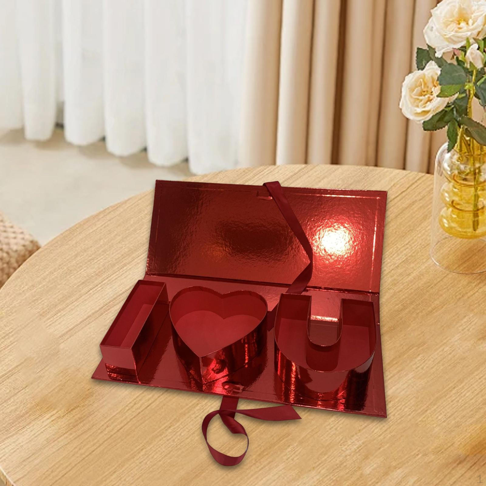 

Заполняемая подарочная коробка с цветами i Heart U Упаковочные коробки в форме буквы с крышками Love You for красный