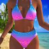 2026 Neuer Europäischer und Amerikanischer, Einteiler Bikini, Digitaldruck Eng Riemenlos Badeanzug Damen Lagerware