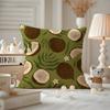 Art Coconut Illustration Cushion Cover Antidustmite Pillowcase Invisible Zipper Silky Short Plush Sofa Cushion Cover