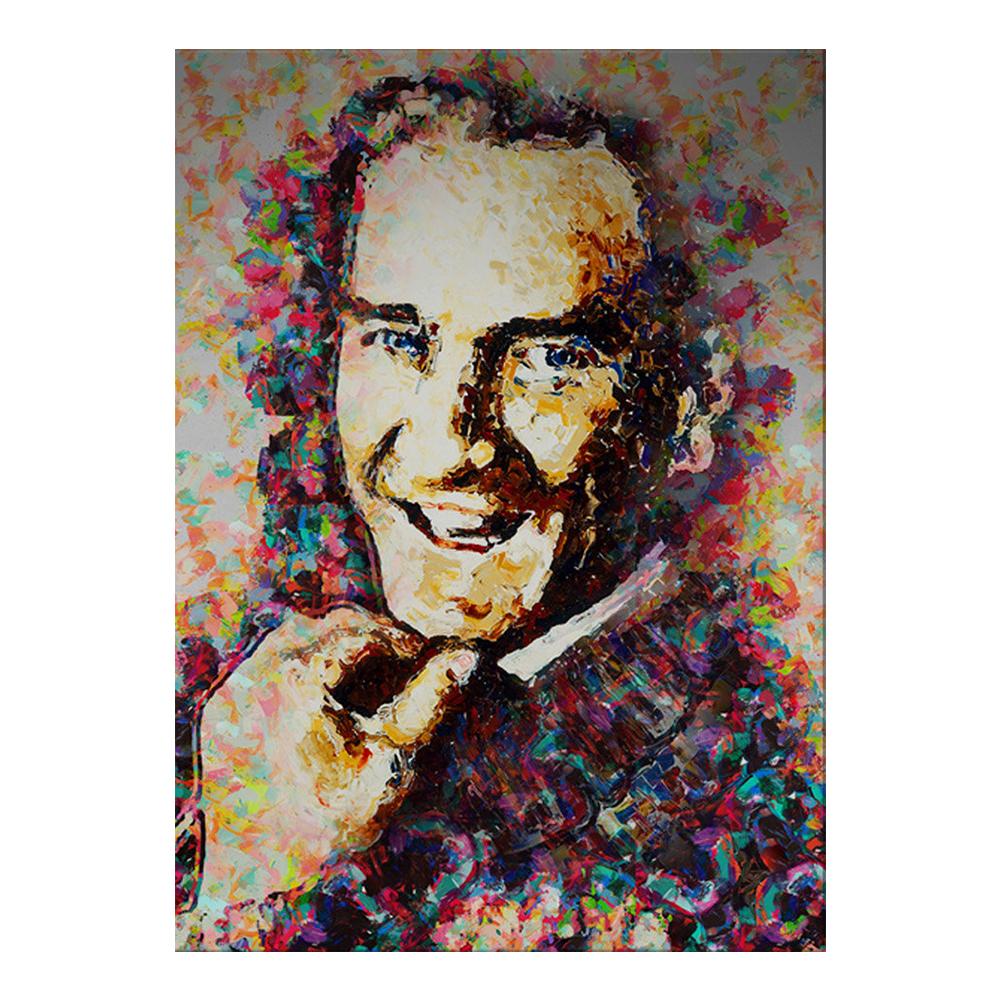 Улыбающийся Мустафа Кемаль Ататюрк портрет холст печать настенный художественный постер позитивная живопись для офиса гостиная домашний декор Cuadros 60x80cm No Framed