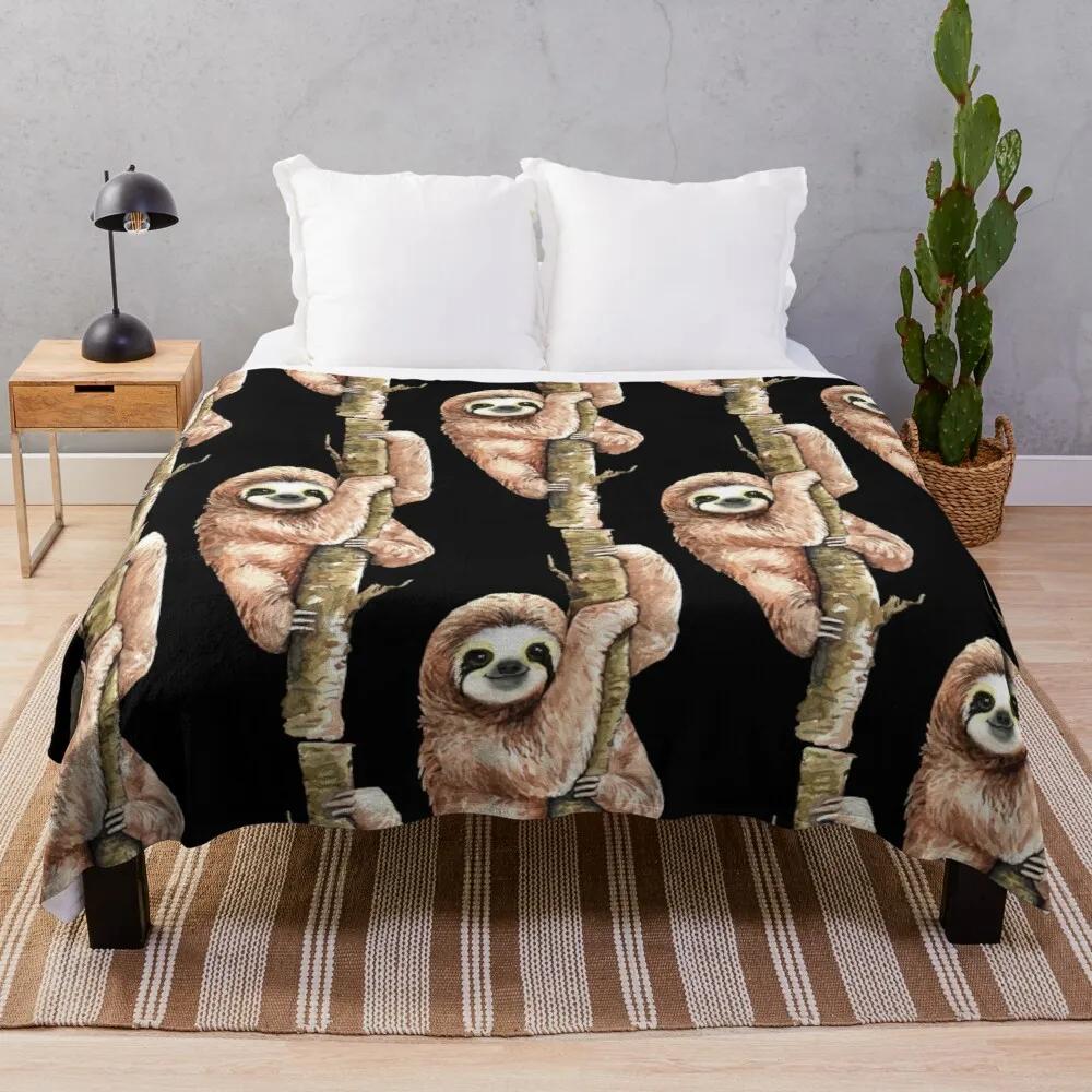 Sloth Flannel Throw Blanket Cute Animals Pattern Blanket for Kids Girls Boys Gifts Warm Lightweight Super Soft for Bed Couch