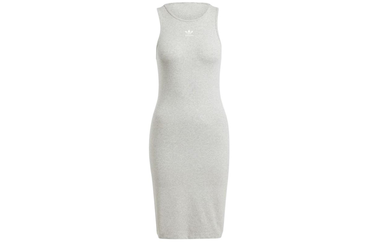 Adidas Originals Essential Essentials Rib Tank Dress Sleeveless Dress Women s Light Gray IR5923 L
