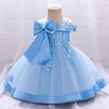 New Children's One-Shoulder Pearl Embroidered Princess Dress for Summer