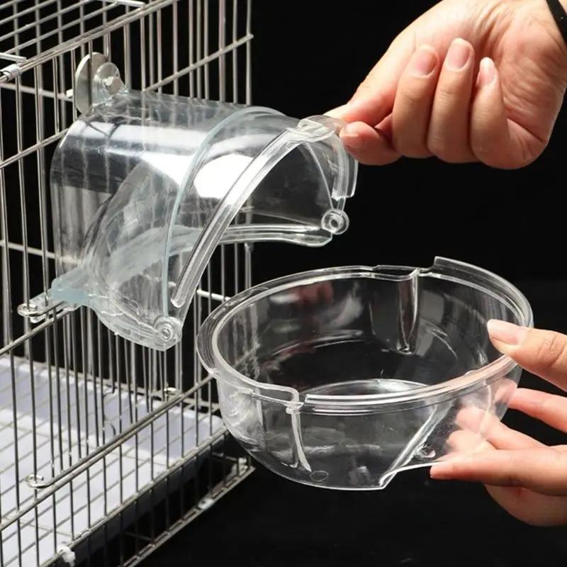 Pet Bird Parrot Transparent Bathing Tub Bathtub Shower Box Hanging Cage Decor Bird Supplies