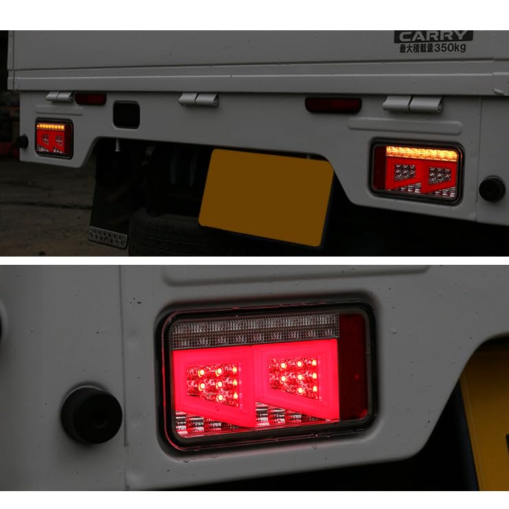 Carry Truck DA16T Super Carry Sequential LED Taillights x with Flowing Turn Small Brake Custom Parts for Light Minicab (Clear Red) Built-in High-Flash