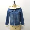 Women Casual Long Sleeve Fleece Denim Ladies Jacket Hooded Hasp Jeans Coat