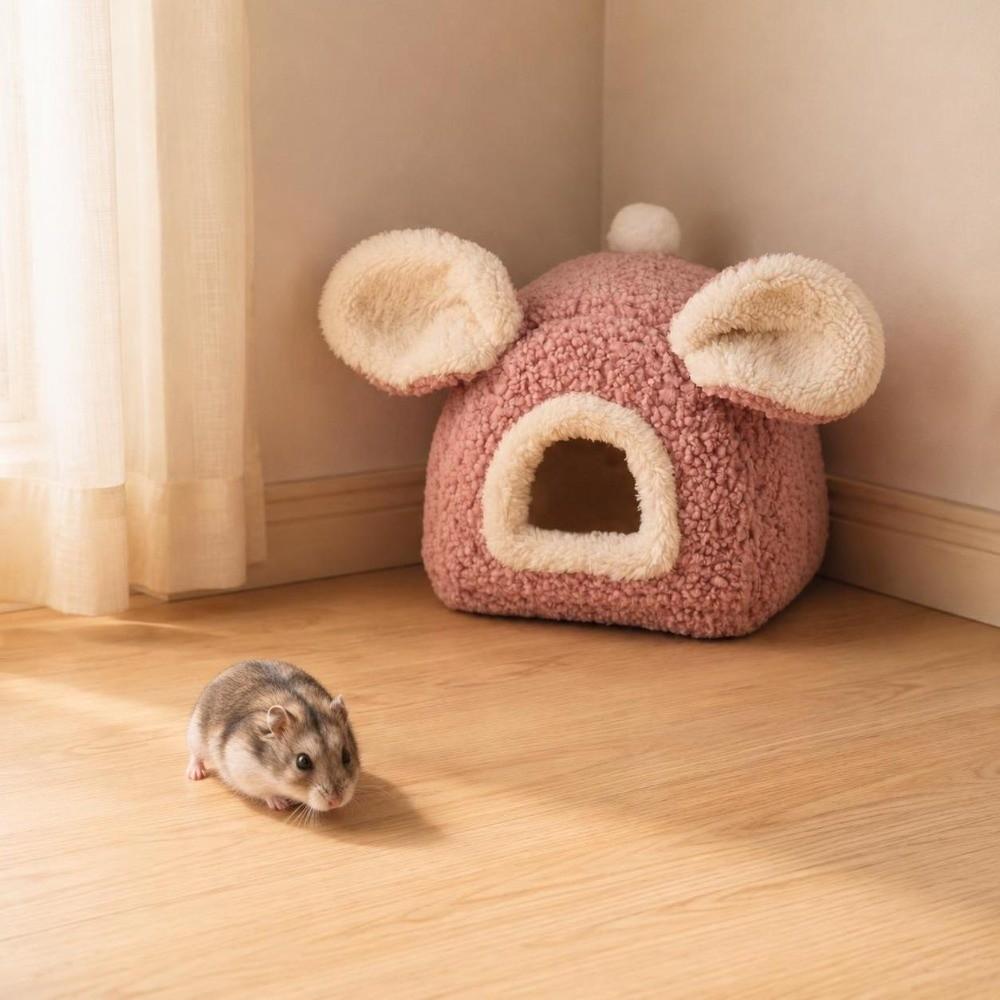Guinea Pig Cage Winter Hamster Bed Ear-shaped Hamster Shelter Small Pet Hideout for Small Animals