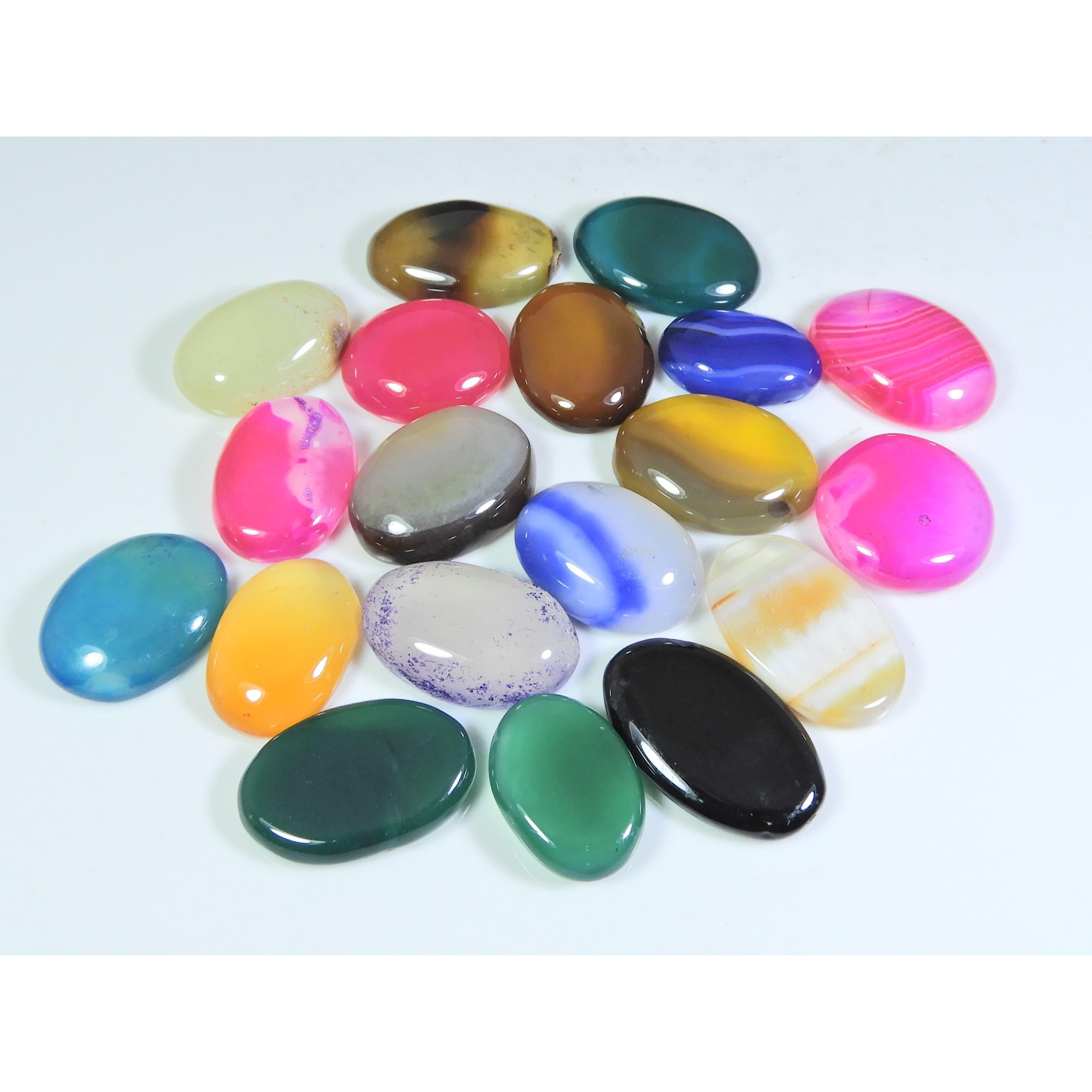 

300Cts. Natural Onyx Agate Ring Size Oval Cabochon Loose Gemstone 19Pcs Lot A-639