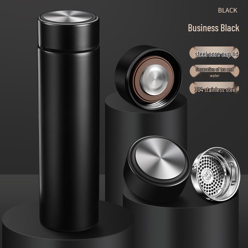 Smart Stainless Steel Insulated Cup with Temperature Display - 304 Vacuum Business Straight Cup for Tea and Water Separation