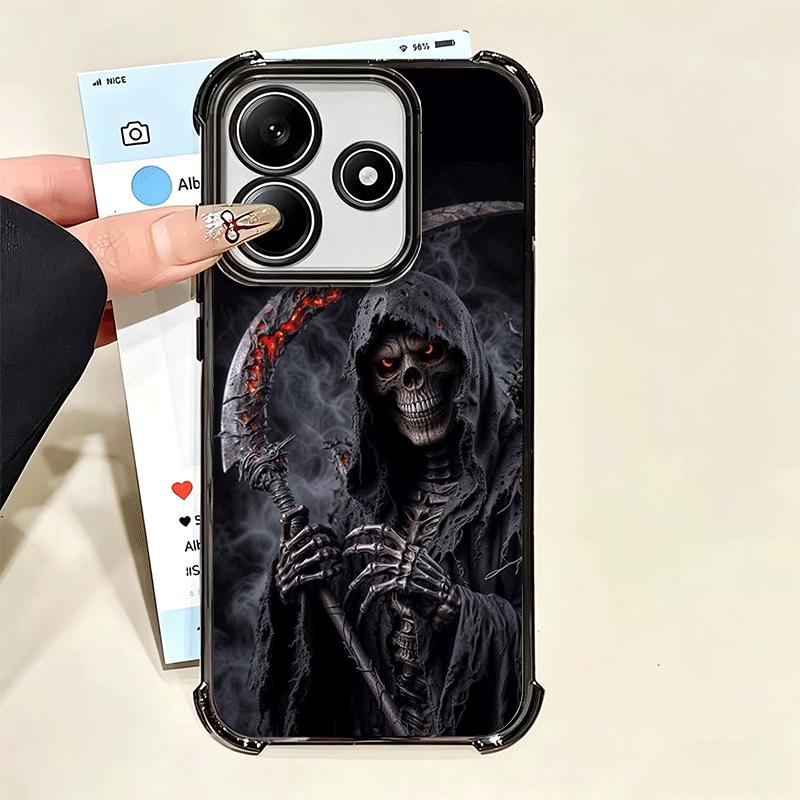 Tod Sensenmann Schädel Sense Vergoldung Handyhülle für Xiaomi Poco X5 X6 X7 X8 Pro Max F8 Ultra F7 M8 M7 M5S Redmi 15C 15 14C 13C