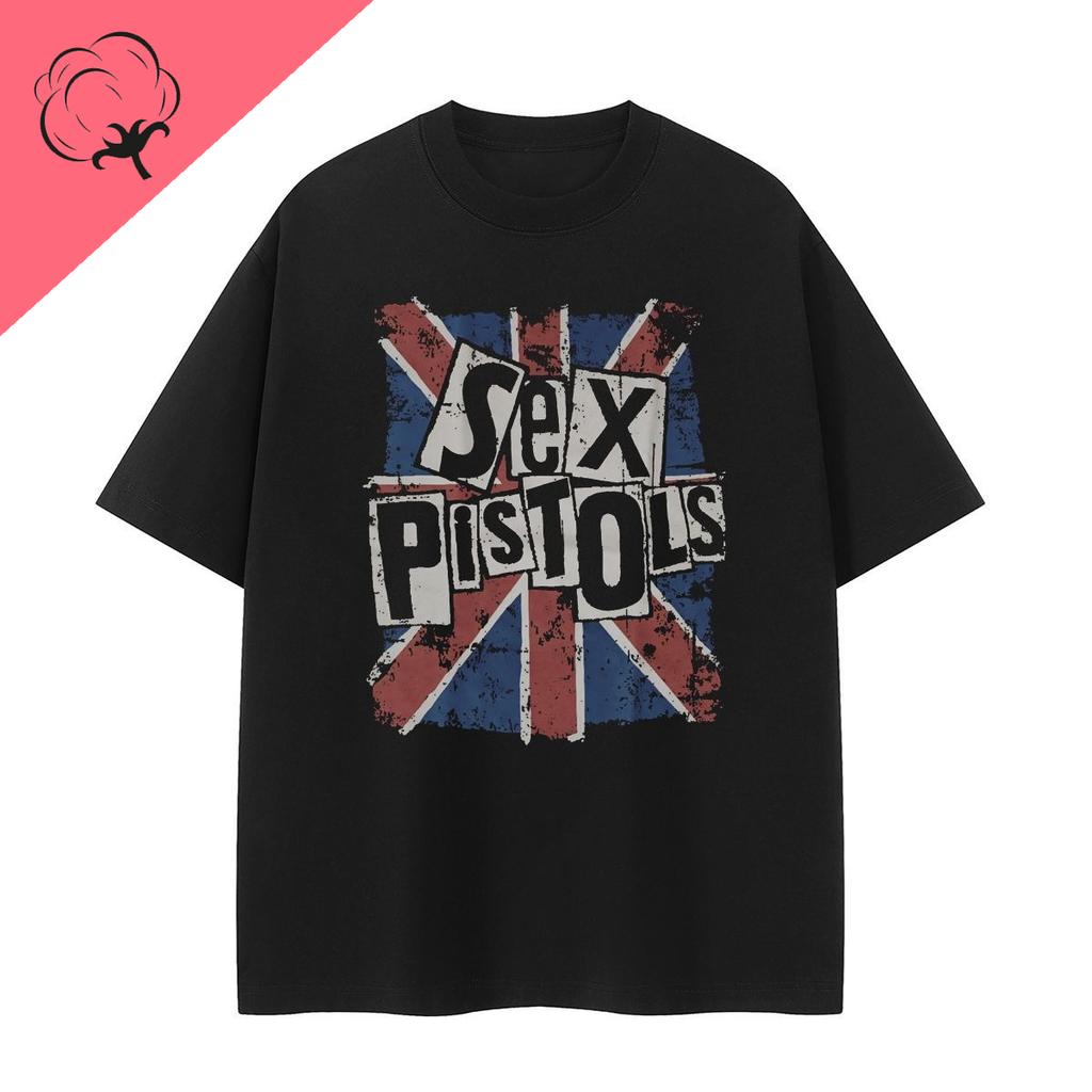Sex Pistols Sex Pistols Retro American Street Sense Grey VTG Rock Mens Summer Shortsleeved Tshirt