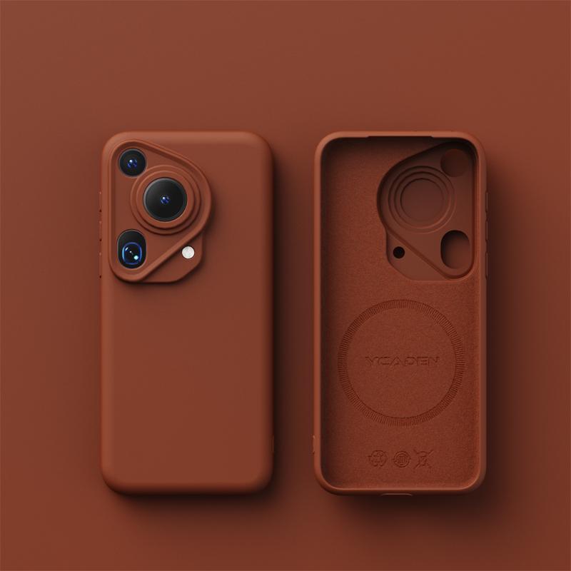 

Для беспроводной зарядки Magsafe Мягкий жидкий силиконовый чехол для телефона для Huawei Puro 70 Pro Ultra Магнитный тонкий защитный чехол For Puro 70 Ultra коричневый