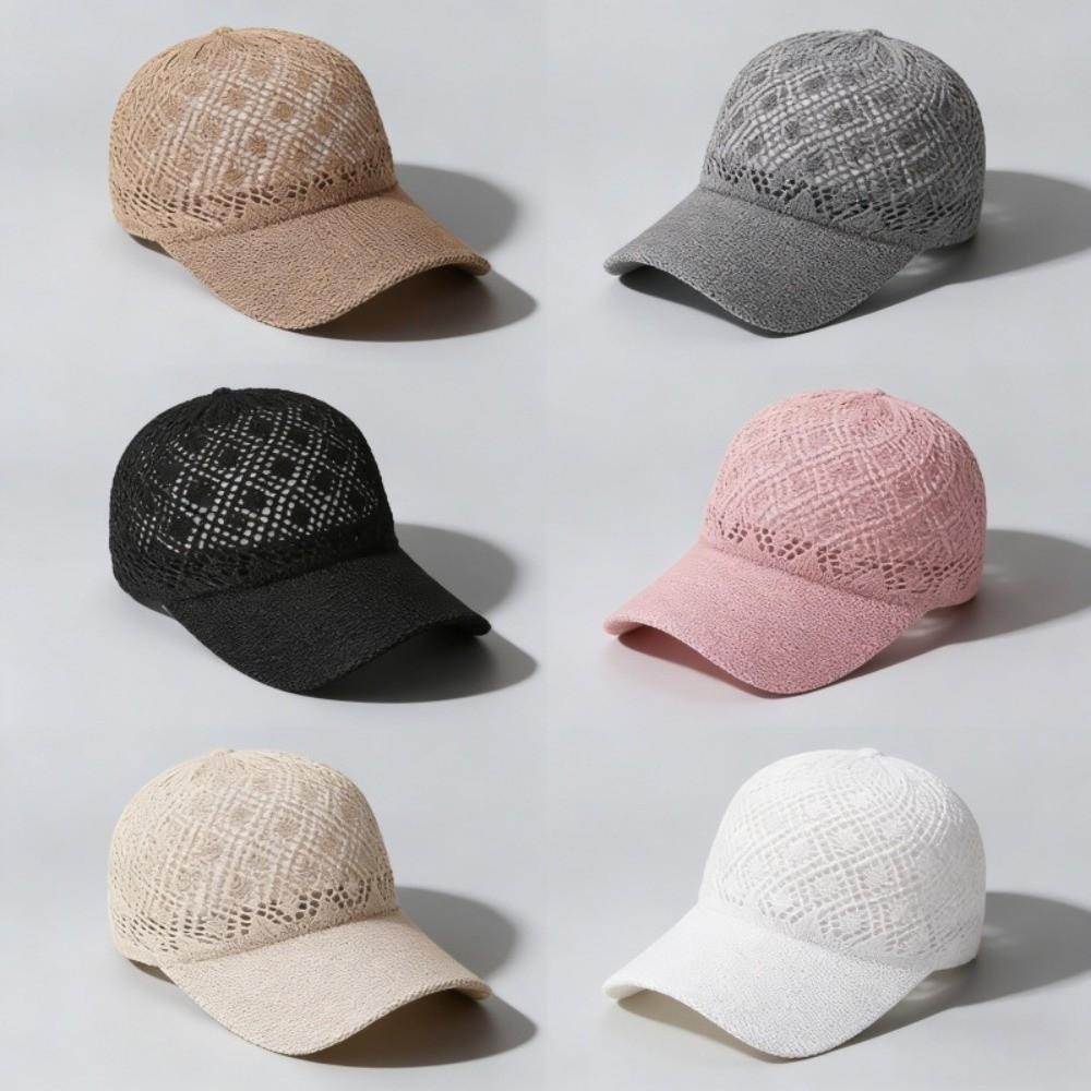 Creative Hollow Thin Baseball Cap Breathable Solid Color Sun Protection Hat Adjustable Mesh Lightweight Beach Cap Summer Season