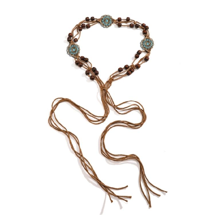 Adjustable Woven Waist Chain Fashionable Link Belt Woven Fringe Waist Belt