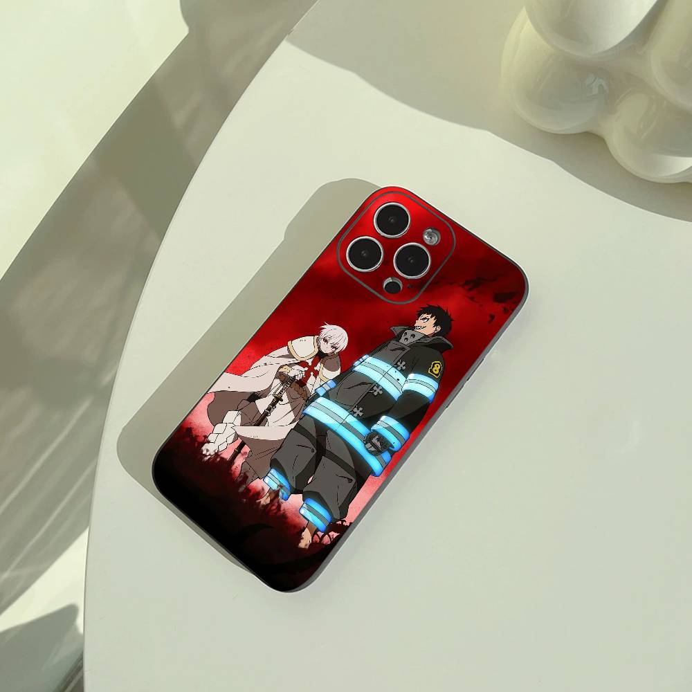 Shonen Anime -Fire- Force Handyhülle Für iPhone 17,16,15,14,13,12,11 Pro Max,16/15/14Plus,XS Weiche Schwarze Hülle