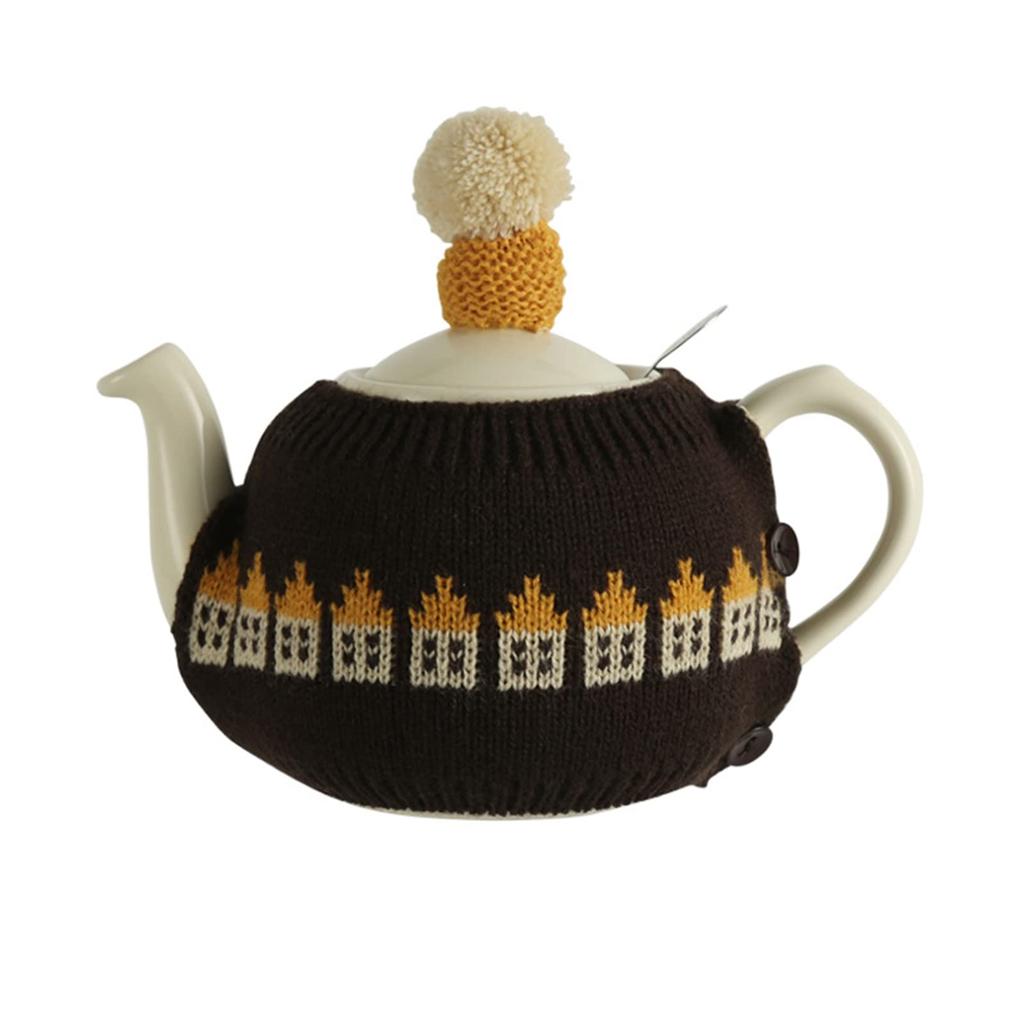 LONGDON HOMEONE Cute Acrylic Knit Tea Set for London Pottery, 2-Cup Size, Gift (Brown House)