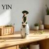 Decorative Vase for Dried Flowers Nordic Style Resin Girl Figurine with Flower Basket, Creative Desktop Ornament Soft Furnishings Home Decor,