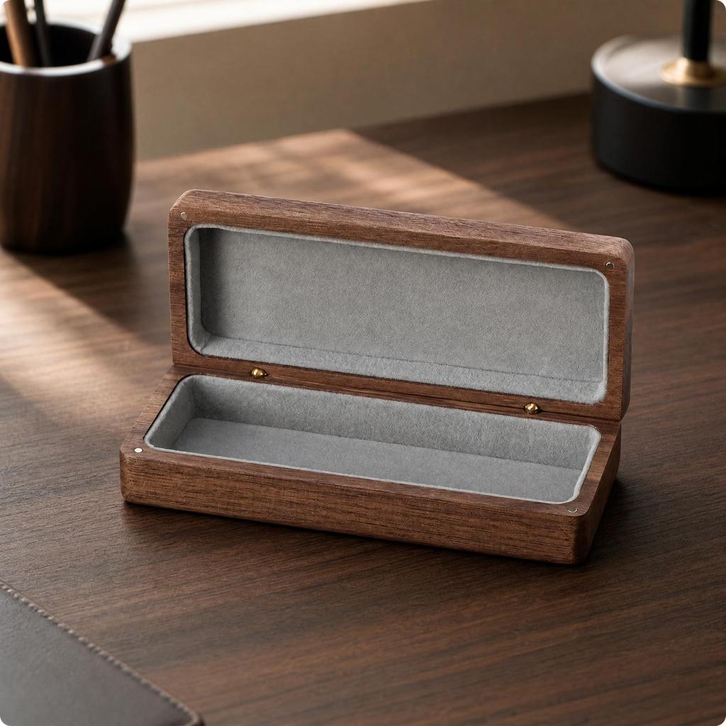 Solid Wood Eyeglasses Case Sturdy Wooden Glasses with Hinged Lid