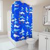 TU Blue Christmas Forest Trees Shower Curtain Winter Holiday Decor Festive Nature Backdrop Waterproof Home Decor