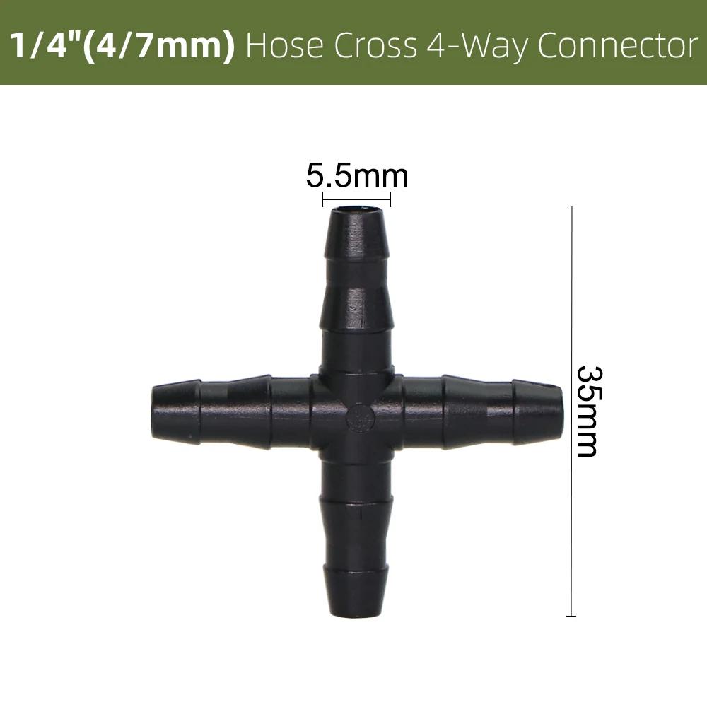 10-1000PCS Garden Water Connector Drip Irrigation for 1/4'' Tubing Hose Accessories Joint Barbed Tees Cross Eng Plug Adaptors